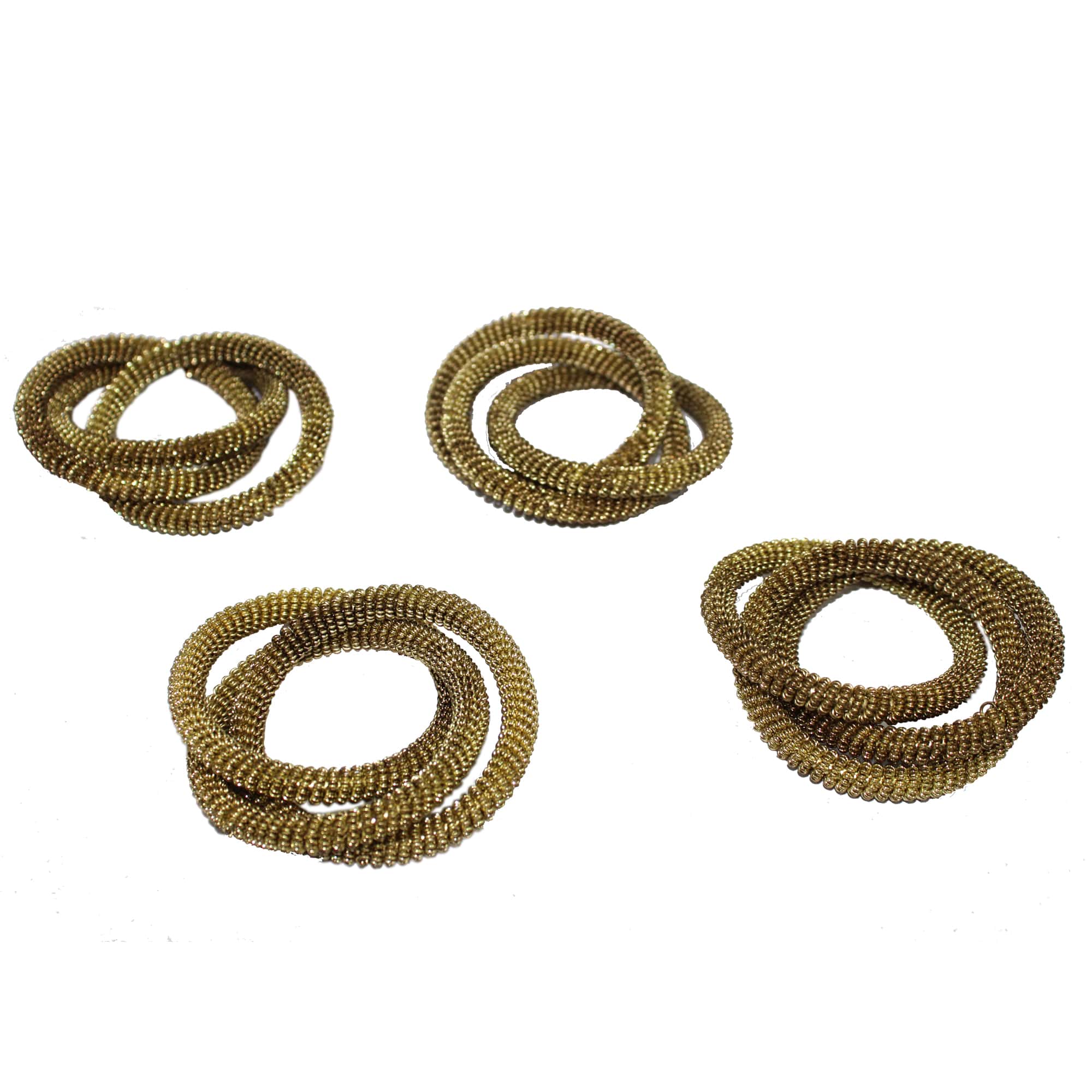 Golden Colored Interlocking Napkin Rings for Dining Table Set of Four